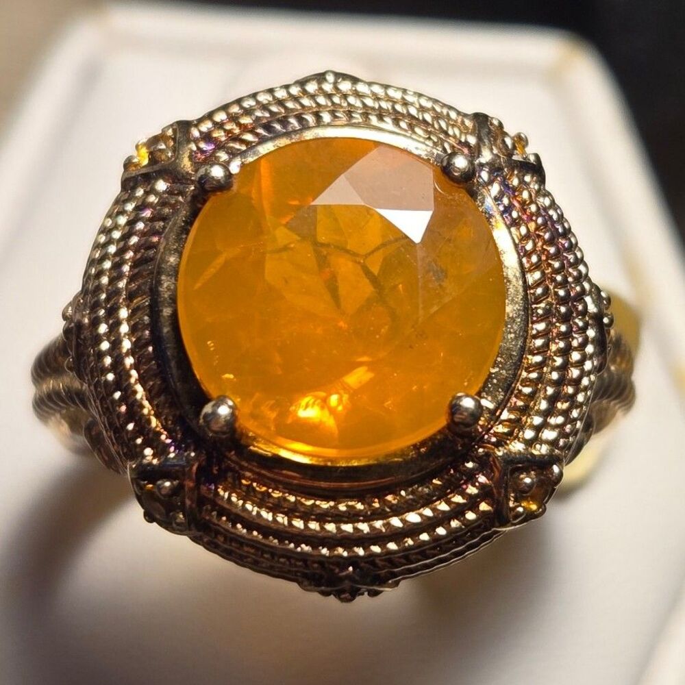 Chunky Orange vintage sterling silver ring sz 8